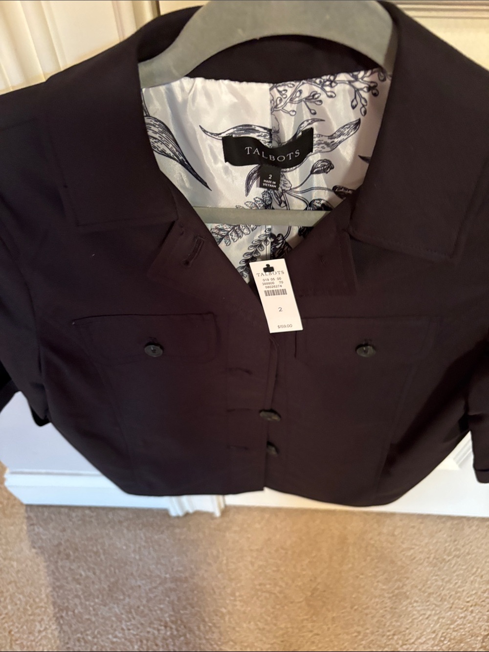 Talbots black poplin jacket NWT